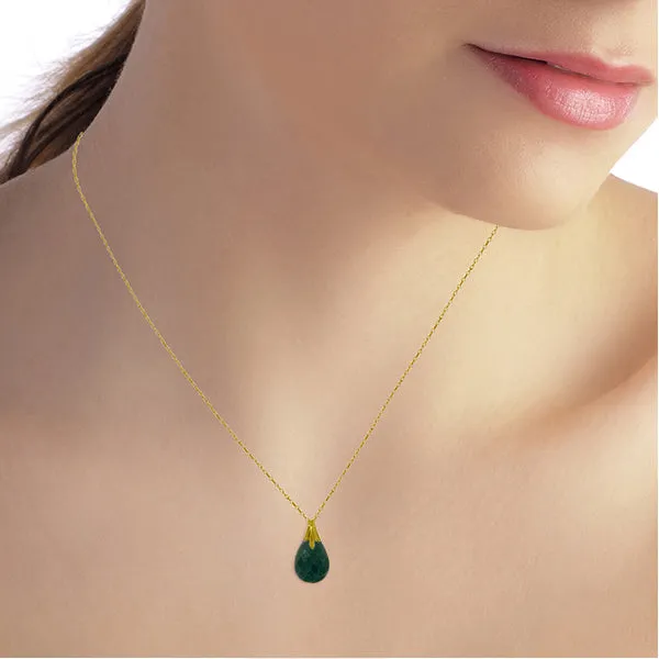 14K Solid Yellow Gold Necklace w/ Natural Diamondyed Green Sapphire