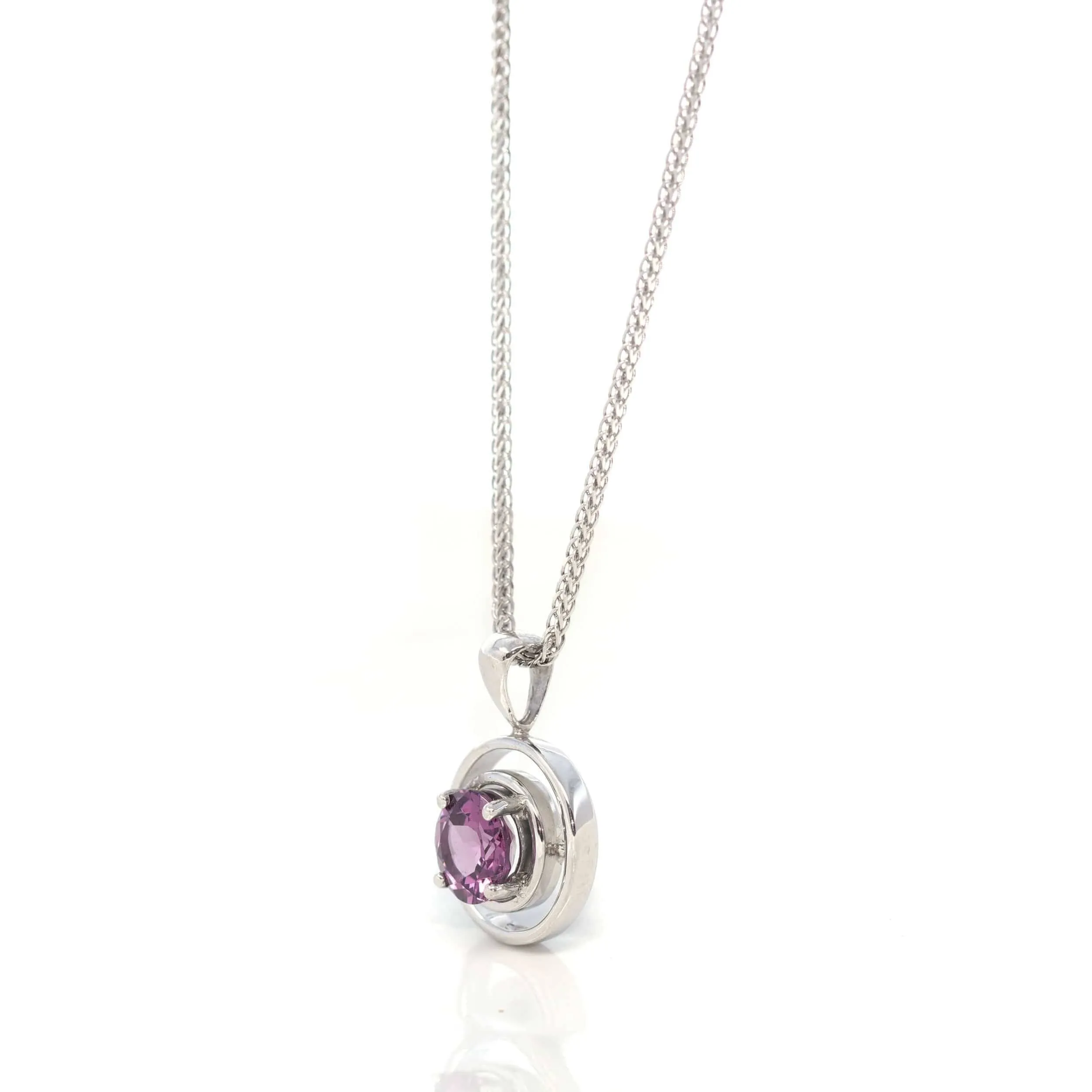 14k White Gold Genuine AAA Royal Peridot Pendant Necklace