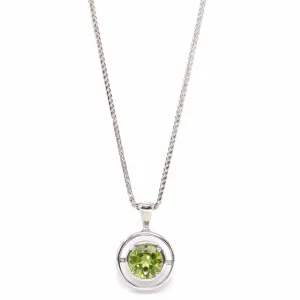14k White Gold Genuine AAA Royal Peridot Pendant Necklace