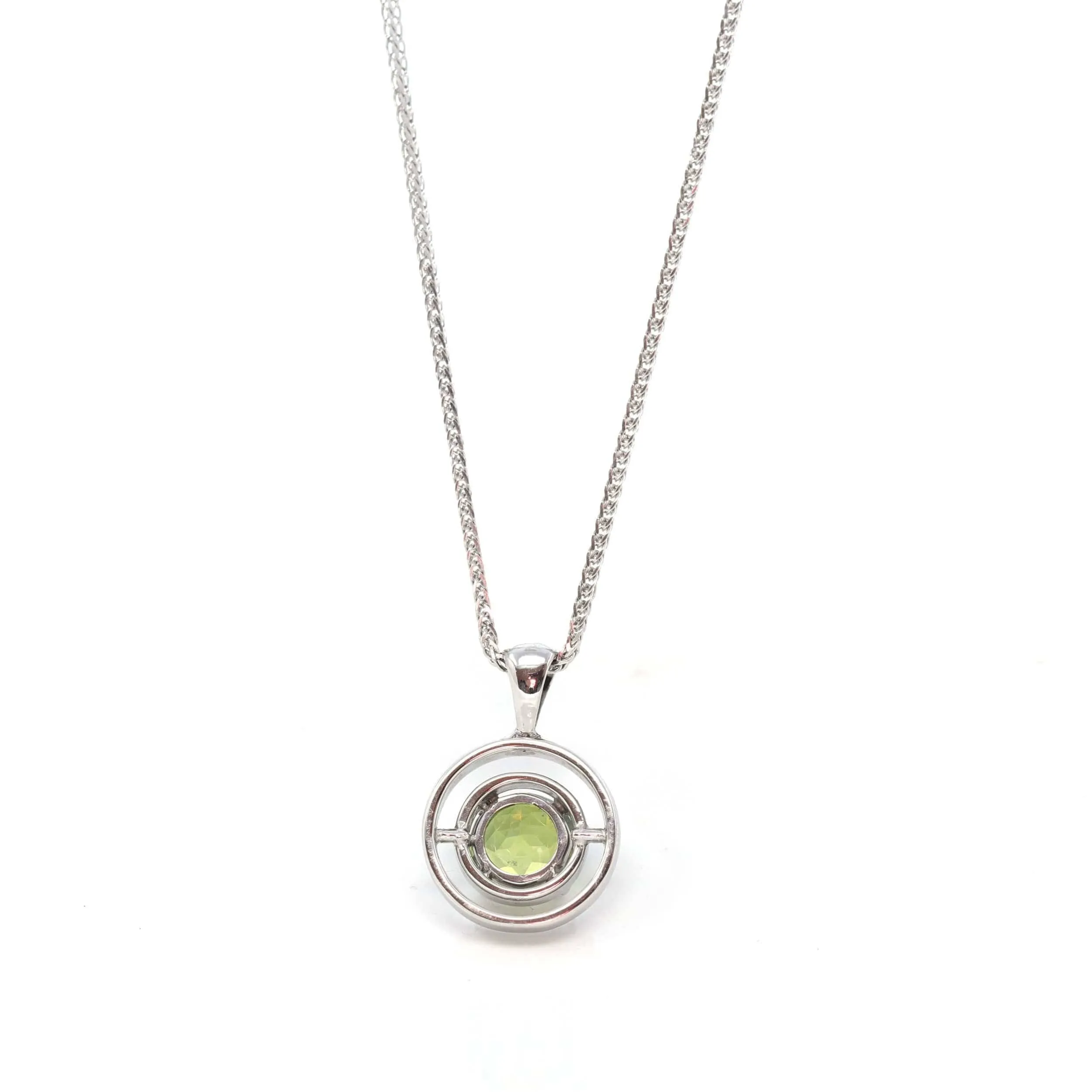 14k White Gold Genuine AAA Royal Peridot Pendant Necklace