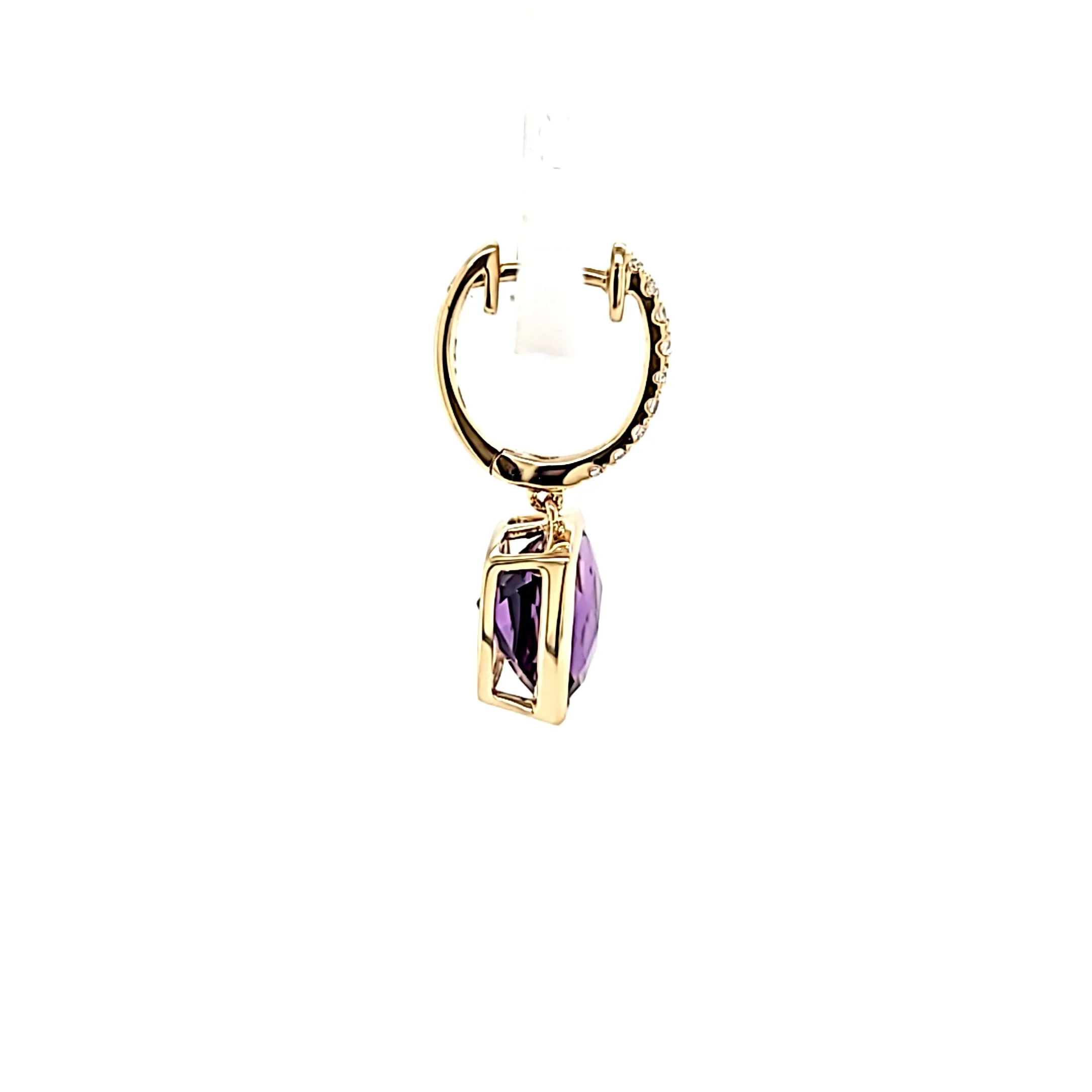 14k Yellow Gold Amethyst Dangle Earrings (I8015)