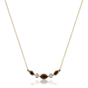 14K Yellow gold necklace with garnet and diamonds