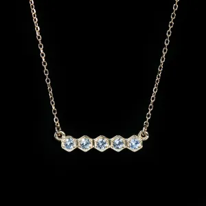 14K Yellow Gold Sapphire Bar Necklace