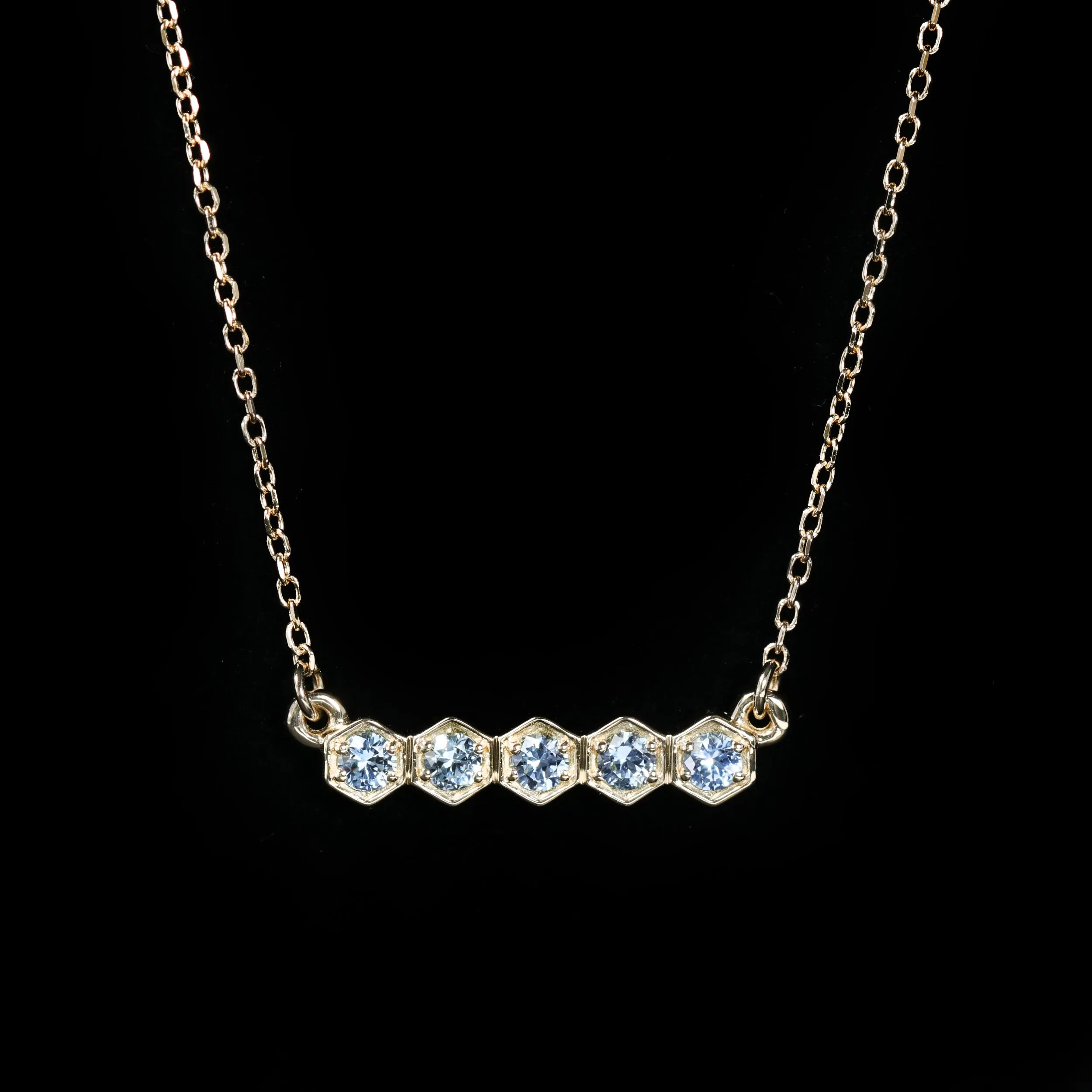 14K Yellow Gold Sapphire Bar Necklace
