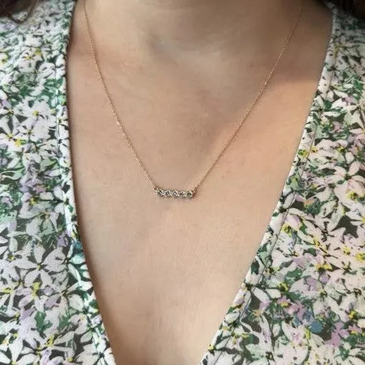 14K Yellow Gold Sapphire Bar Necklace