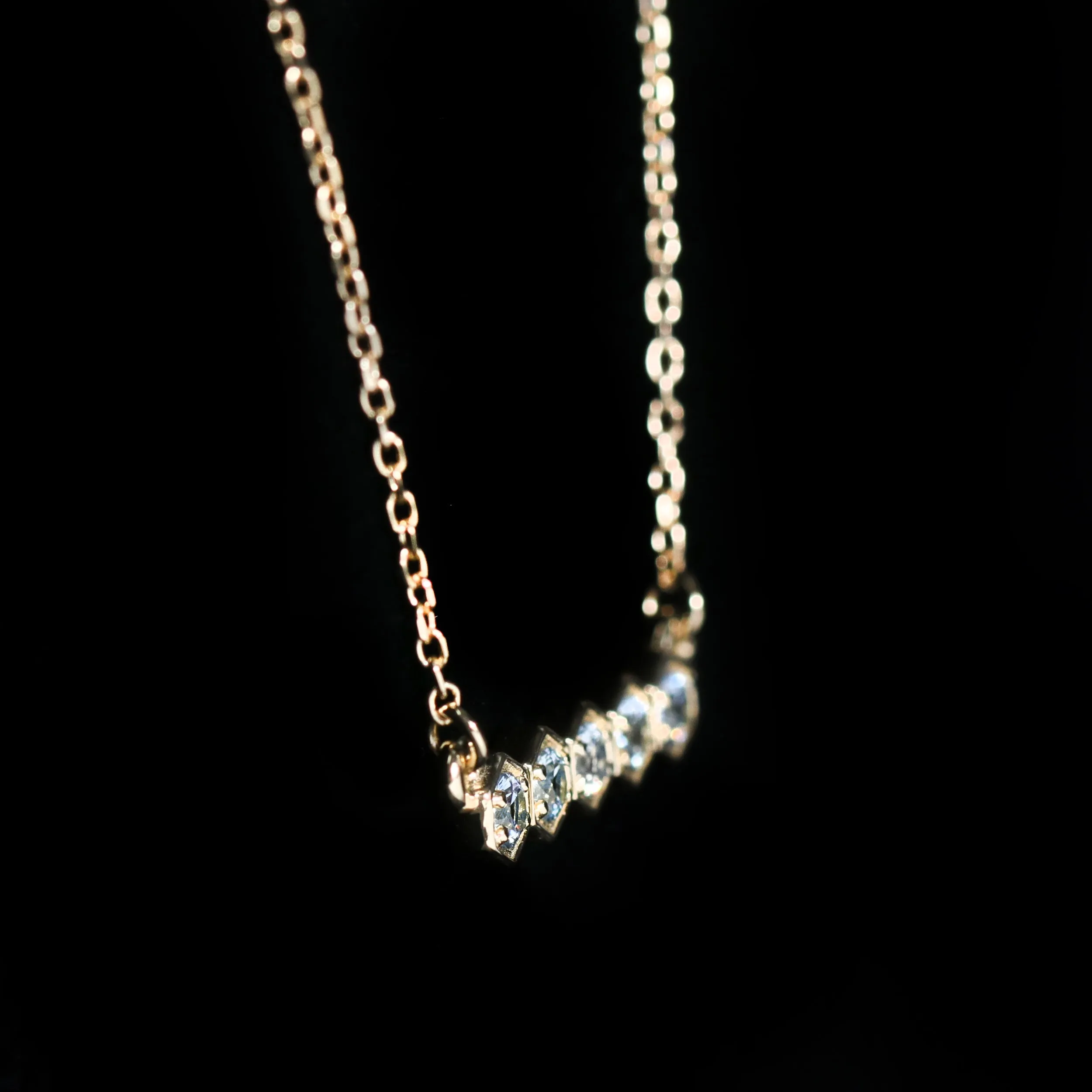 14K Yellow Gold Sapphire Bar Necklace