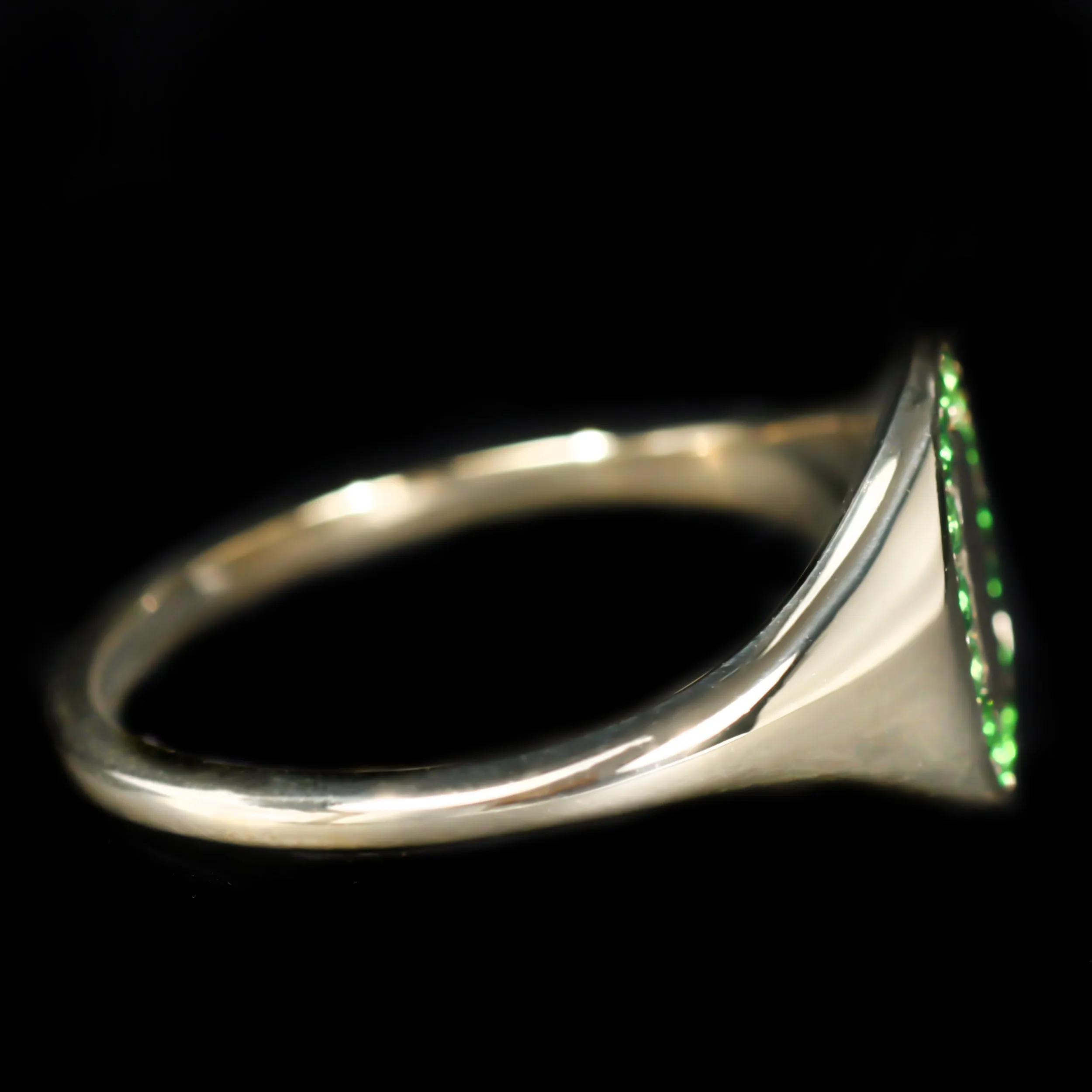 14K Yellow Gold Tsavorite Garnet Signet Ring