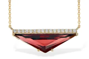 14KT Yellow Gold Modern Garnet Necklace with Diamonds