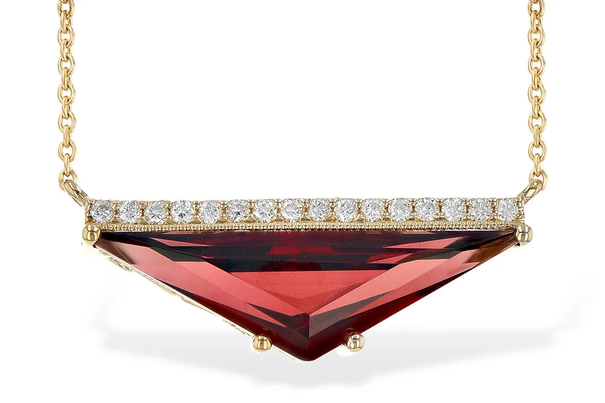 14KT Yellow Gold Modern Garnet Necklace with Diamonds