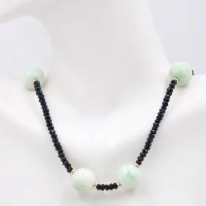 14KY Amazonite Necklace Amazonite w/ Black Spinel Natural Gemstone Necklace Beaded Necklace Genuine Gemstone Necklace SKU 108937