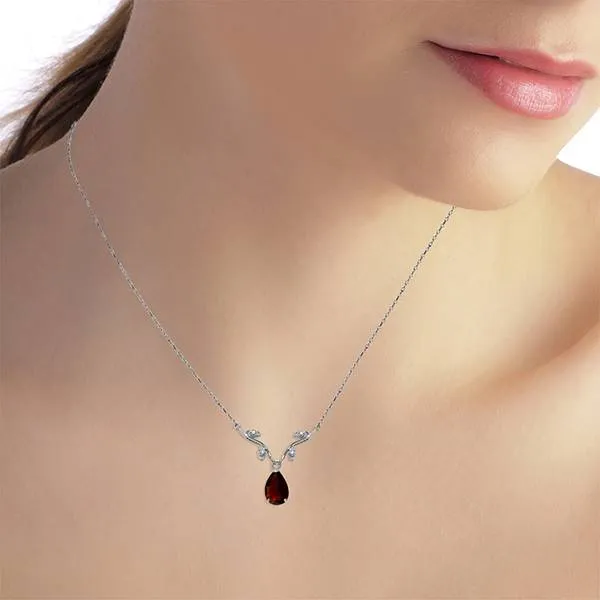 1.52 Carat 14K Solid White Gold Possibly Near Garnet Diamond Necklace