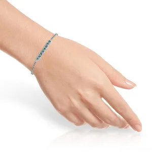 1.55 Carat 14K Solid White Gold Bracelet Natural Blue Topaz