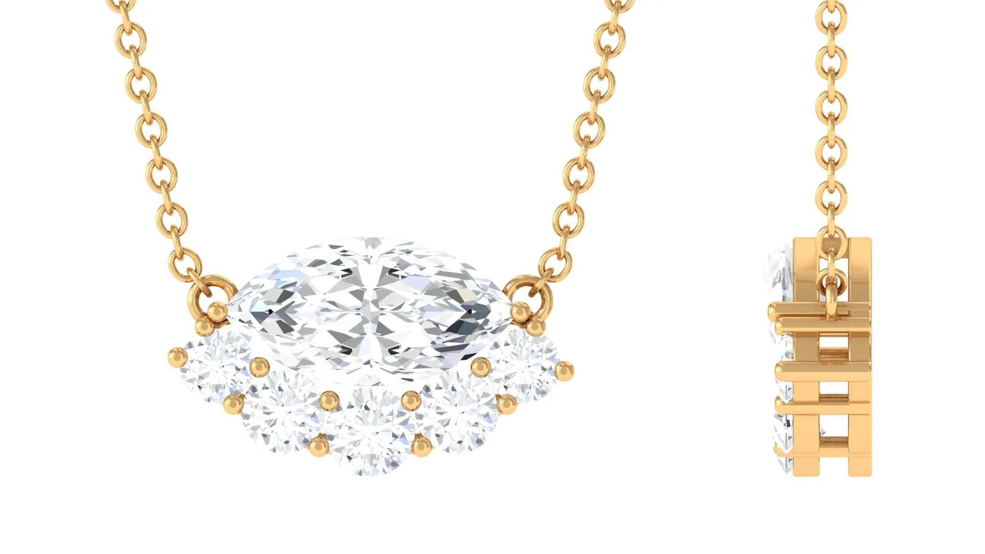 1.75 CT Marquise Zircon East West Style Necklace in Gold