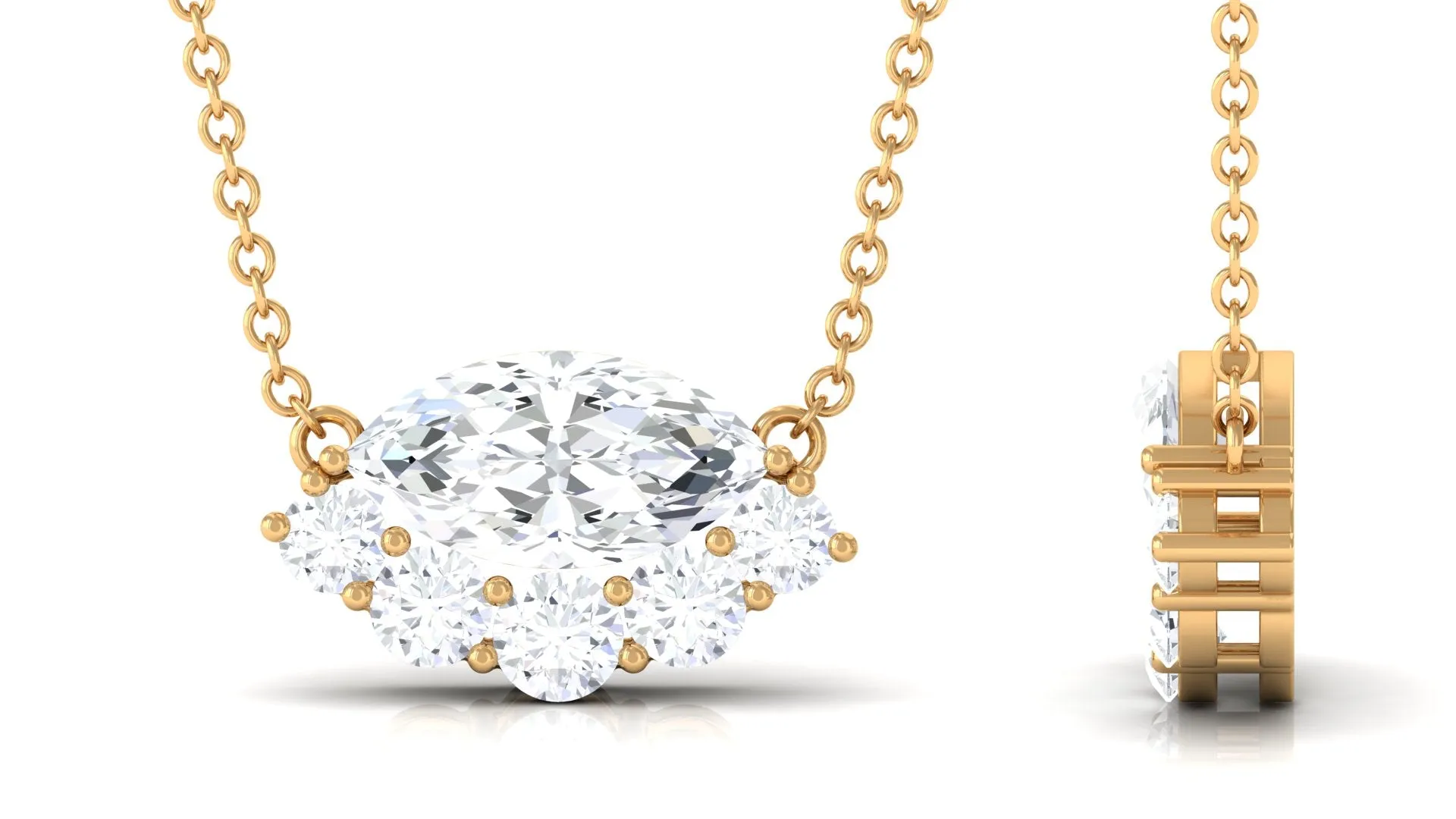 1.75 CT Marquise Zircon East West Style Necklace in Gold