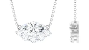1.75 CT Marquise Zircon East West Style Necklace in Gold