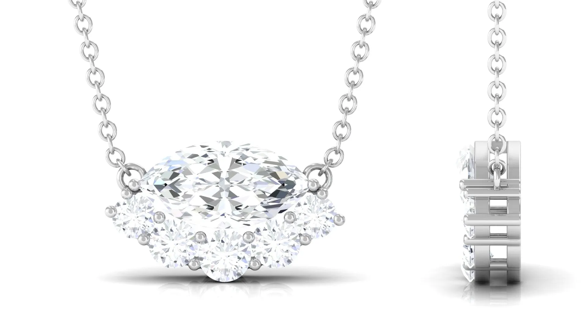 1.75 CT Marquise Zircon East West Style Necklace in Gold