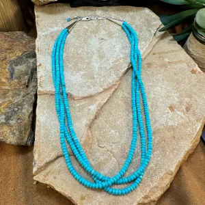18-20" David Rosales Kingman Turquoise Sterling Silver Beaded Necklace