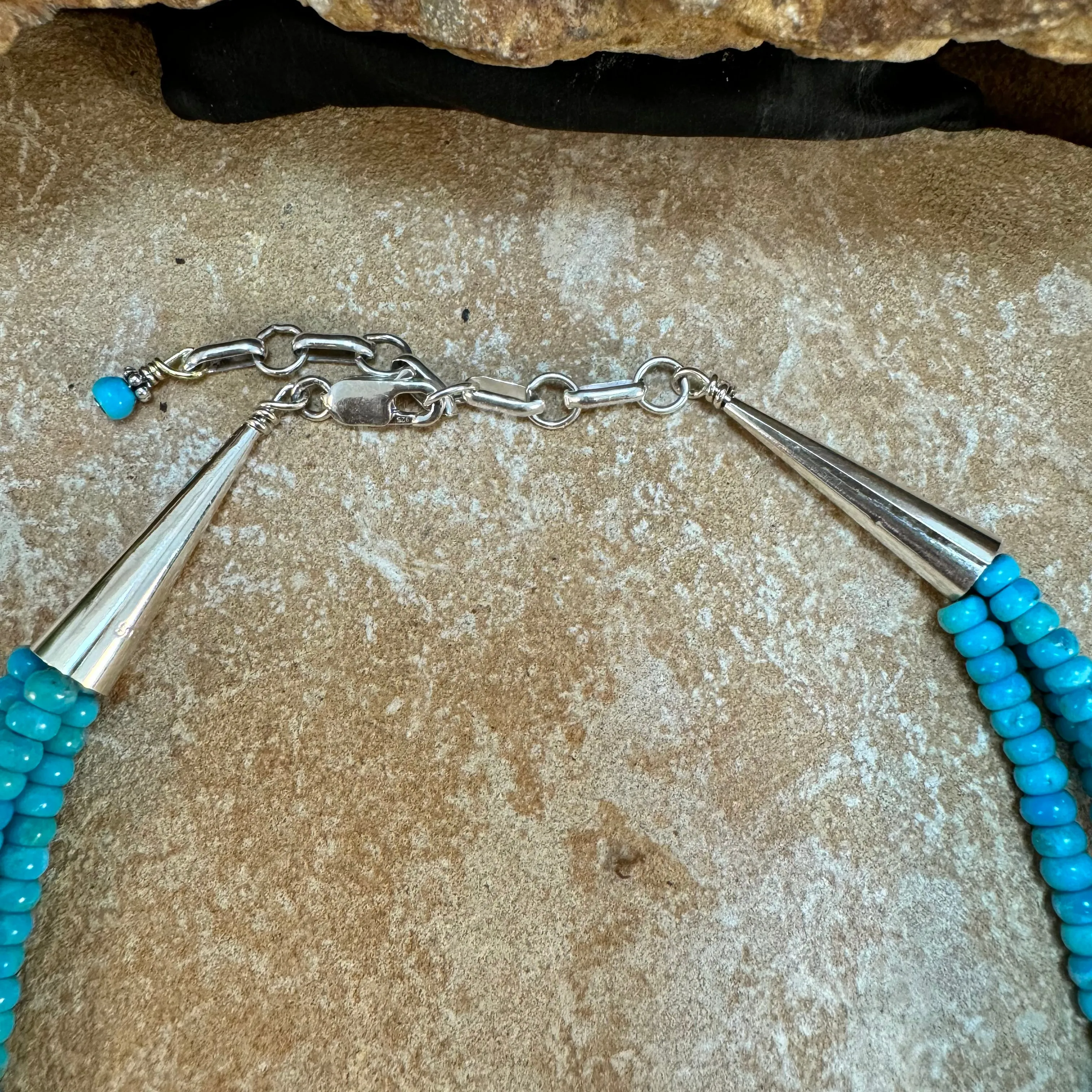 18-20" David Rosales Kingman Turquoise Sterling Silver Beaded Necklace