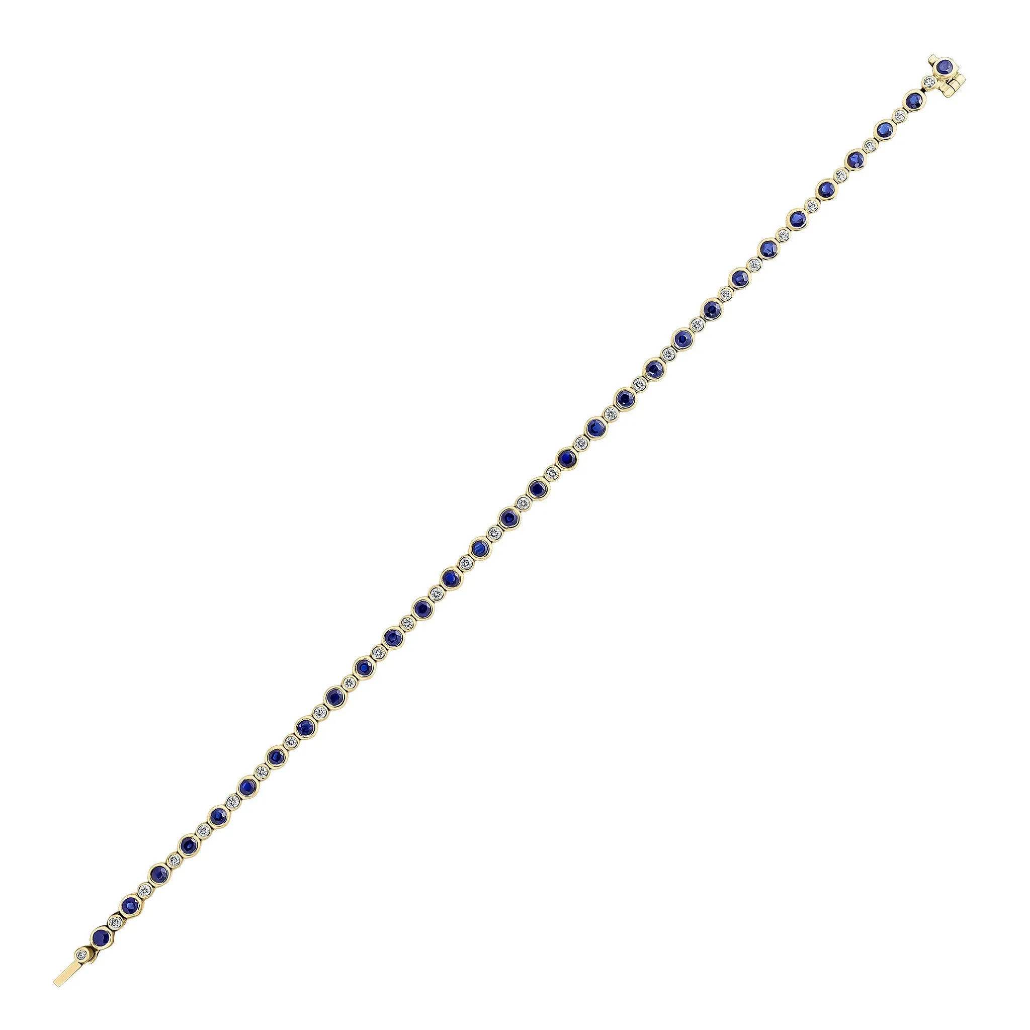18ct Yellow Gold Round Sapphire And Diamond Bracelet