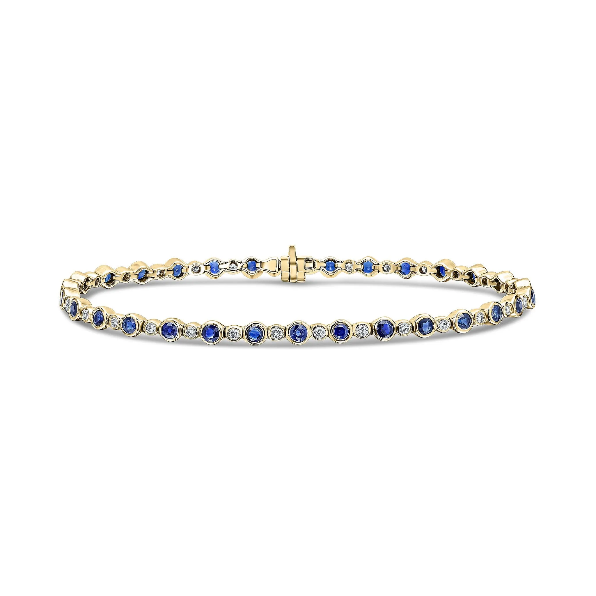 18ct Yellow Gold Round Sapphire And Diamond Bracelet