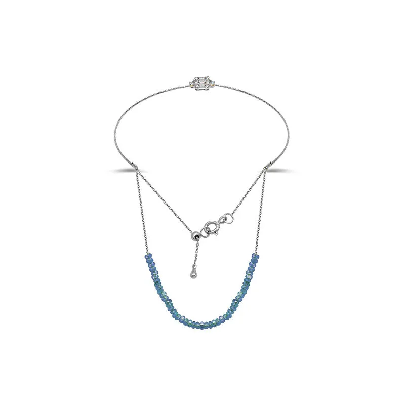 18k Gold Sapphire Beaded Bracelet with Diamond Bangle