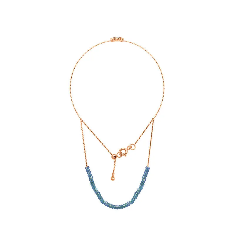 18k Gold Sapphire Beaded Bracelet with Diamond Bangle