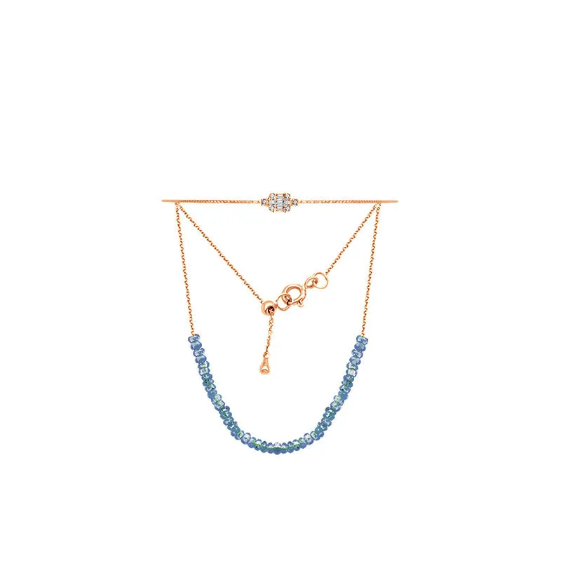 18k Gold Sapphire Beaded Bracelet with Diamond Bangle
