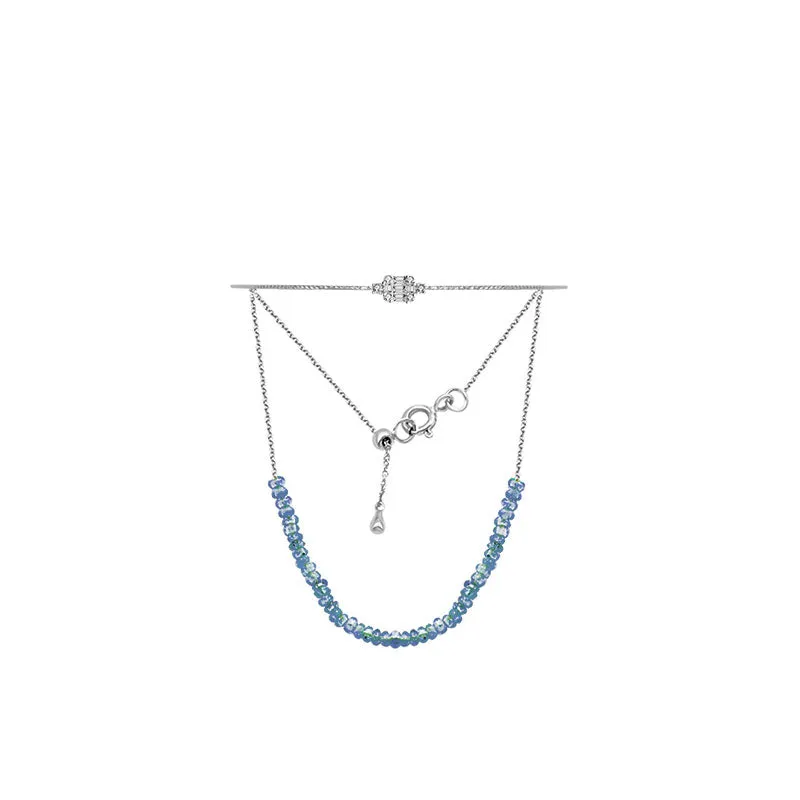 18k Gold Sapphire Beaded Bracelet with Diamond Bangle