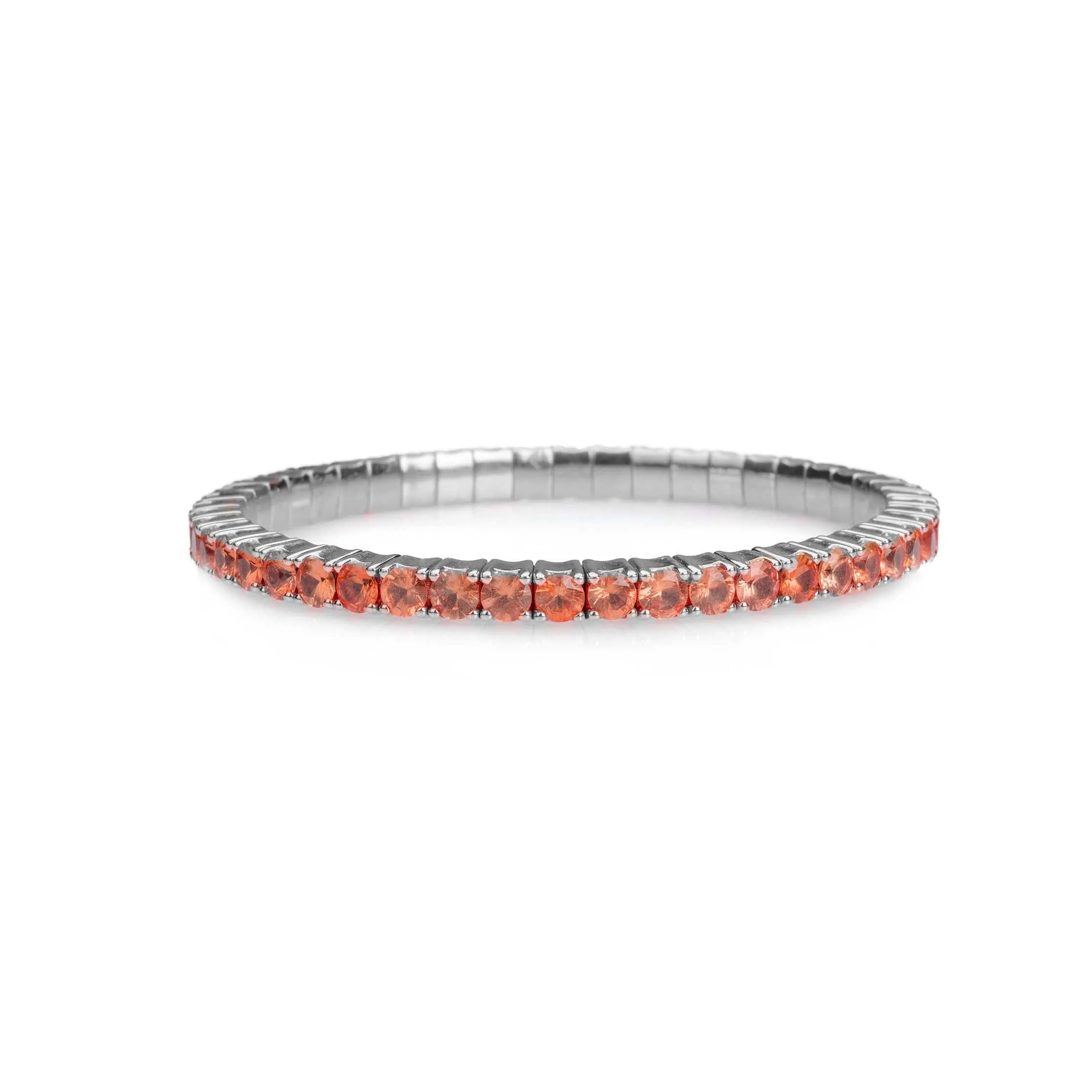 18K Gold Stretch Orange Sapphire Tennis Bracelet, 8.55-18 Carats