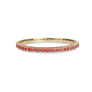 18K Gold Stretch Orange Sapphire Tennis Bracelet, 8.55-18 Carats