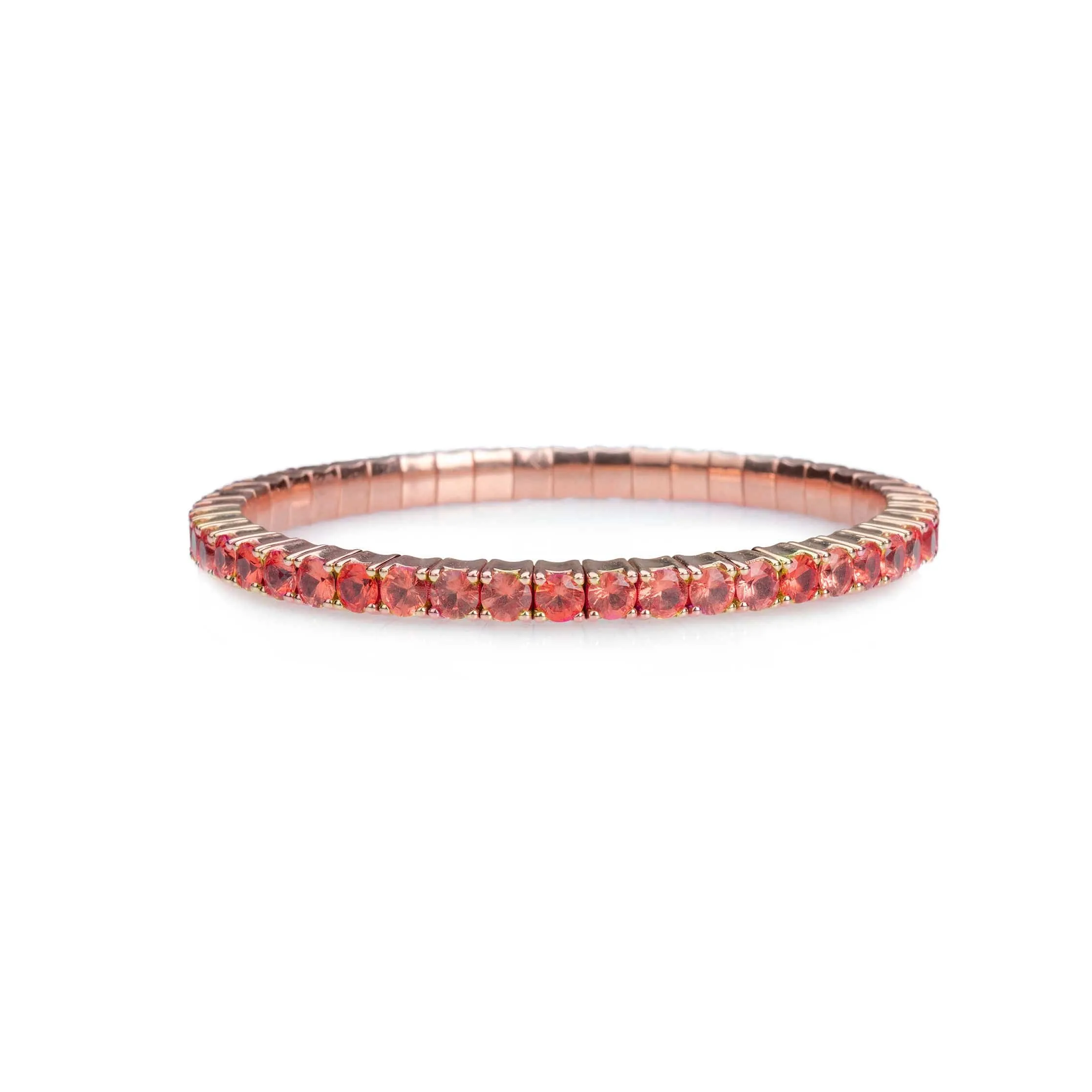 18K Gold Stretch Orange Sapphire Tennis Bracelet, 8.55-18 Carats