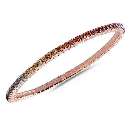 18K Gold Stretch Rainbow Sapphire Tennis Bracelet, 2.25-8.58 Carats