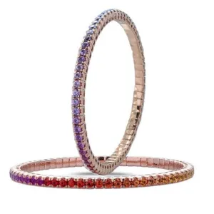 18K Gold Stretch Rainbow Sapphire Tennis Bracelet, 2.25-8.58 Carats
