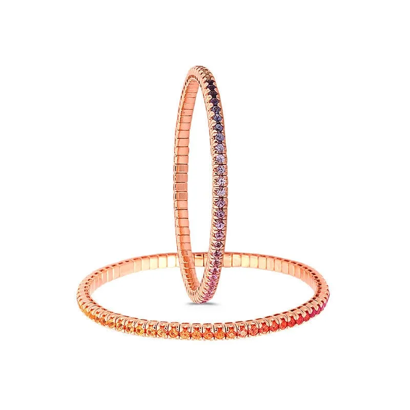 18K Gold Stretch Rainbow Sapphire Tennis Bracelet, 2.25-8.58 Carats