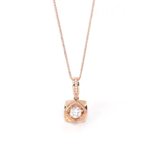 18K Rose Gold Pendant Necklace With CZ