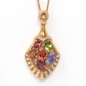 18k Rose Gold Sapphire & Diamond Pendant Necklace