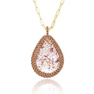 18k Yellow Gold Garnet, Quartz and Hematite Necklace