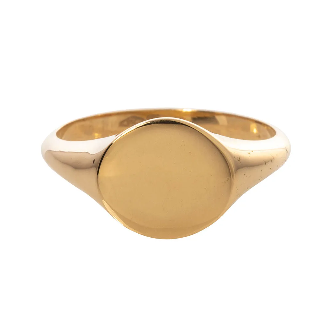 18K Yellow Gold Round Signet Ring