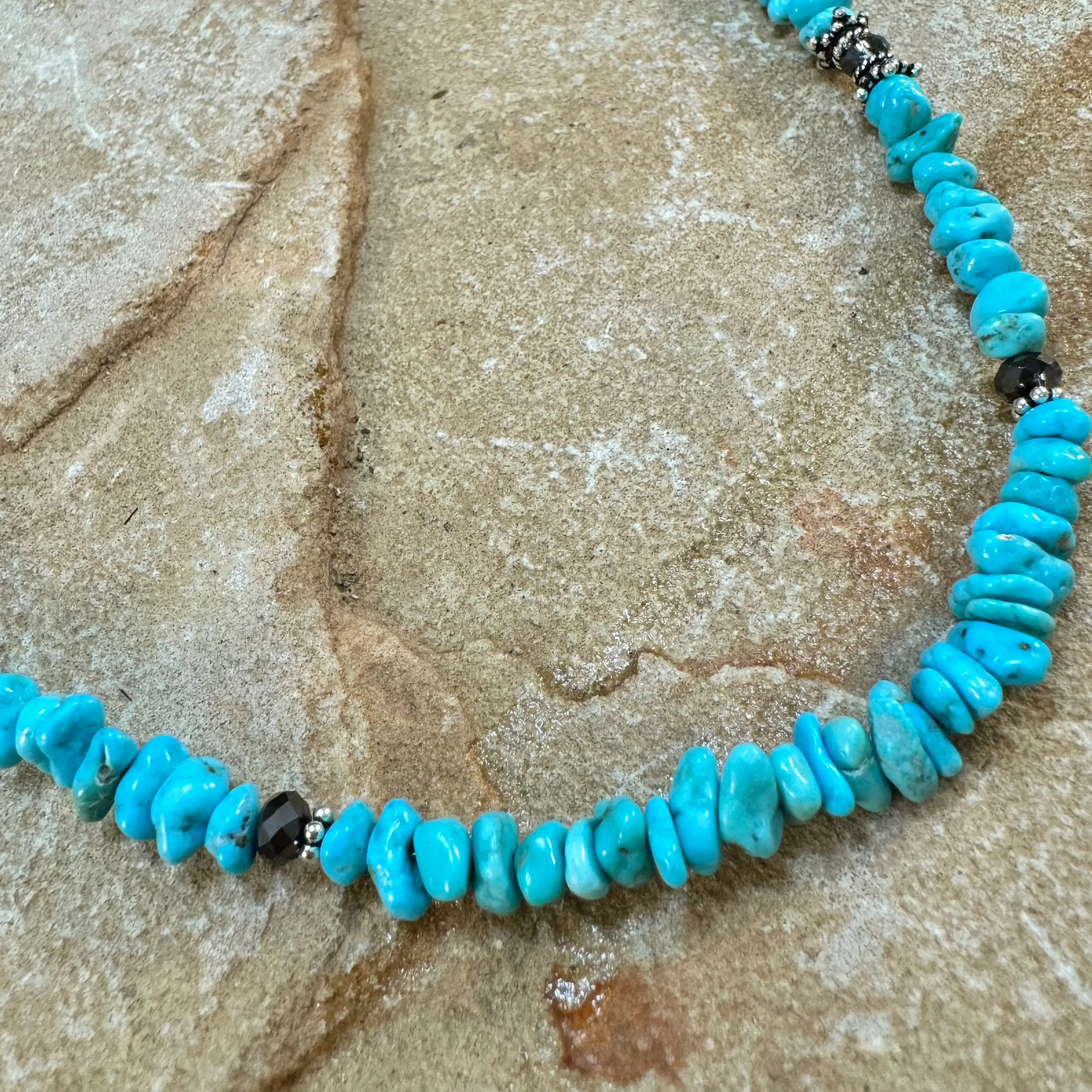 18" David Rosales Kingman Turquoise Sterling Silver Beaded Necklace