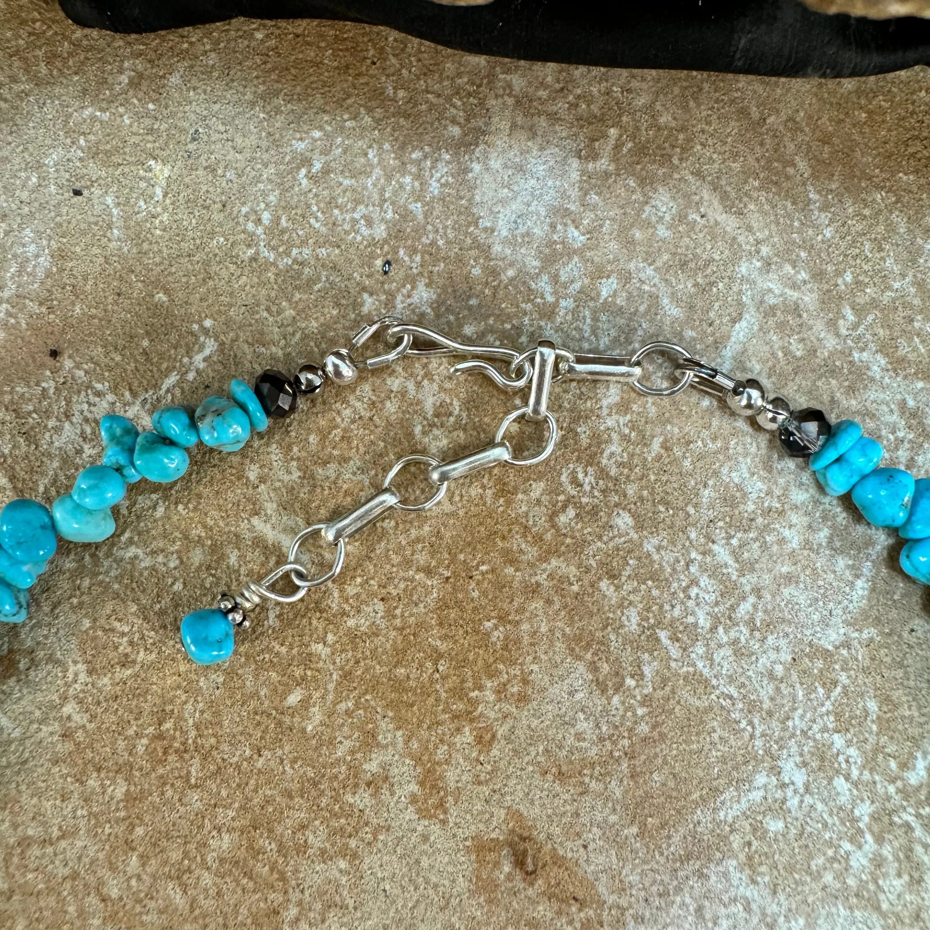 18" David Rosales Kingman Turquoise Sterling Silver Beaded Necklace