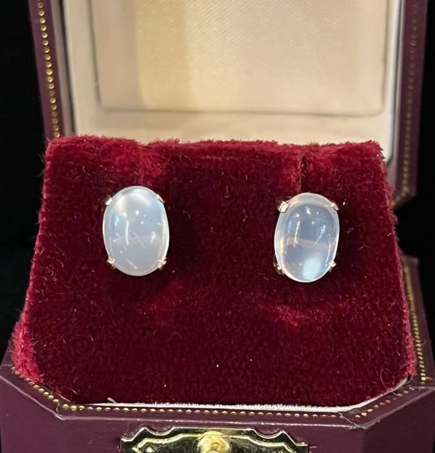 1920s Moonstone 9ct Rose Gold Stud Earrings