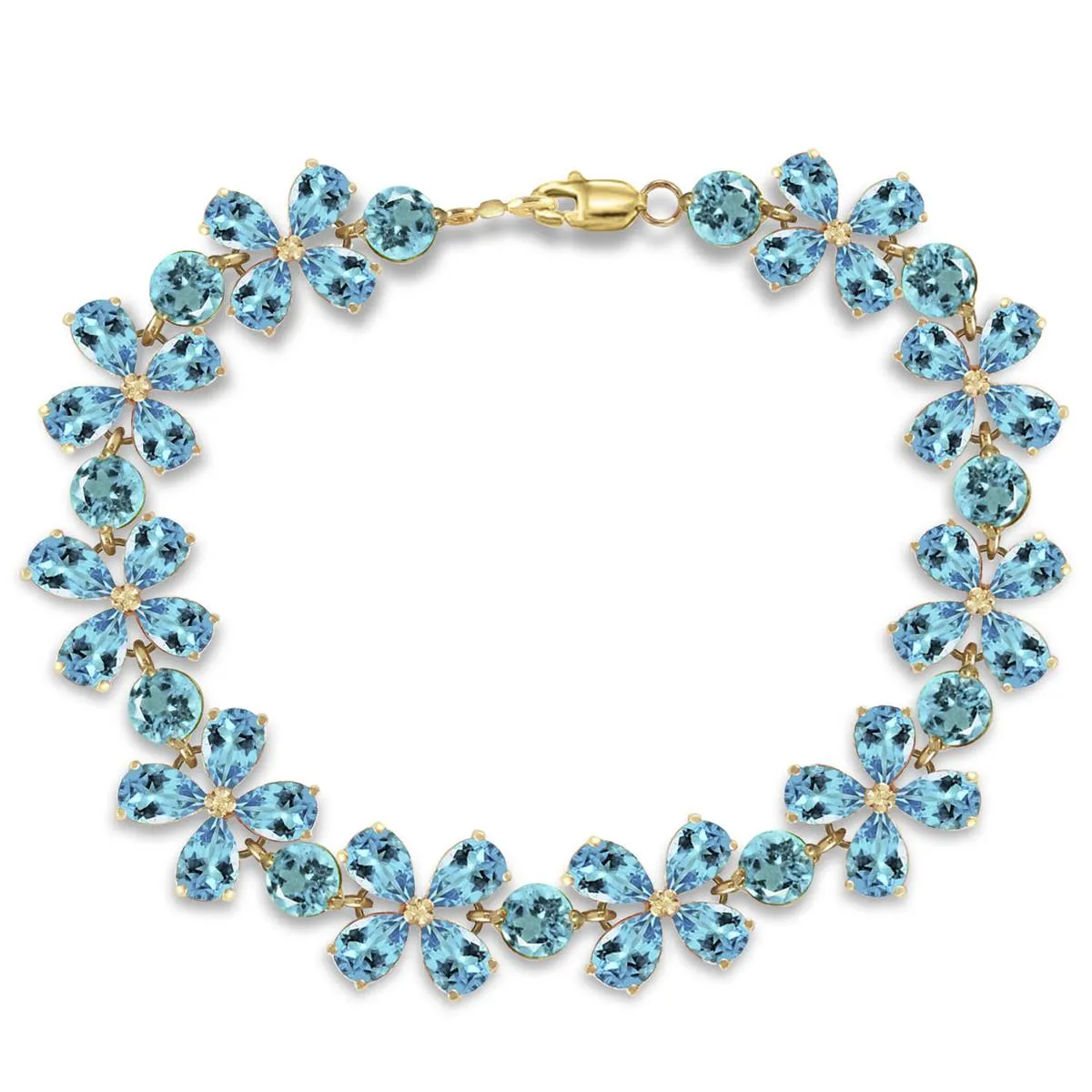 20.7 Carat 14K Solid Yellow Gold Bracelets Natural Blue Topaz