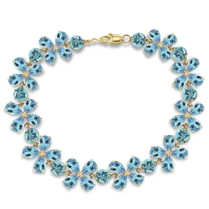 20.7 Carat 14K Solid Yellow Gold Bracelets Natural Blue Topaz