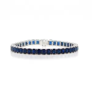 22.95 cts Octagon Blue Sapphire Tennis Bracelet