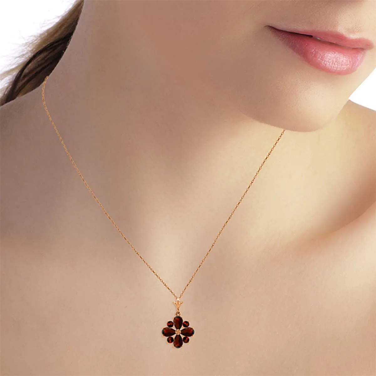 2.43 Carat 14K Solid Rose Gold Winter Garnet Necklace
