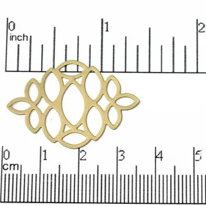 24mm x 35mm Filigree Thin Flat Multiple Open Hole Connector - Made of Brass - Satin Rhodium Silver and Satin Hamilton Gold - Sold by the Piece - K72