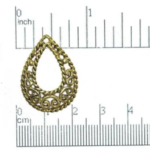 28mm x 20mm Ornate Filigree Teardrop Pendant - Made of Pewter - Sold Individually - CBS3670