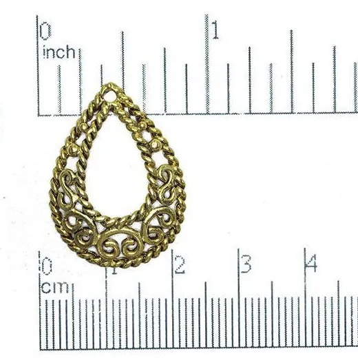 28mm x 20mm Ornate Filigree Teardrop Pendant - Made of Pewter - Sold Individually - CBS3670