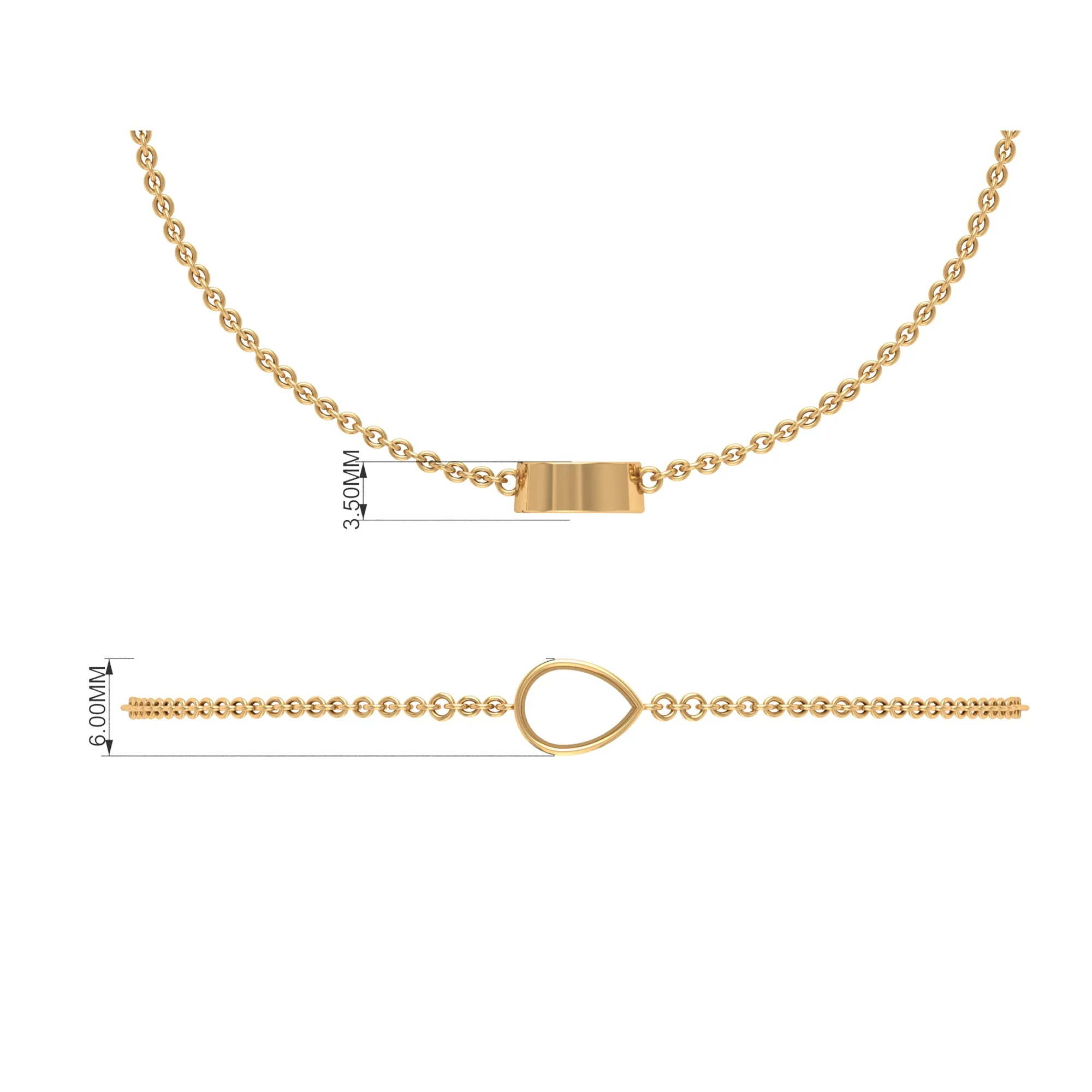 3/4 CT Pear Cut London Blue Topaz Solitaire Gold Chain Bracelet
