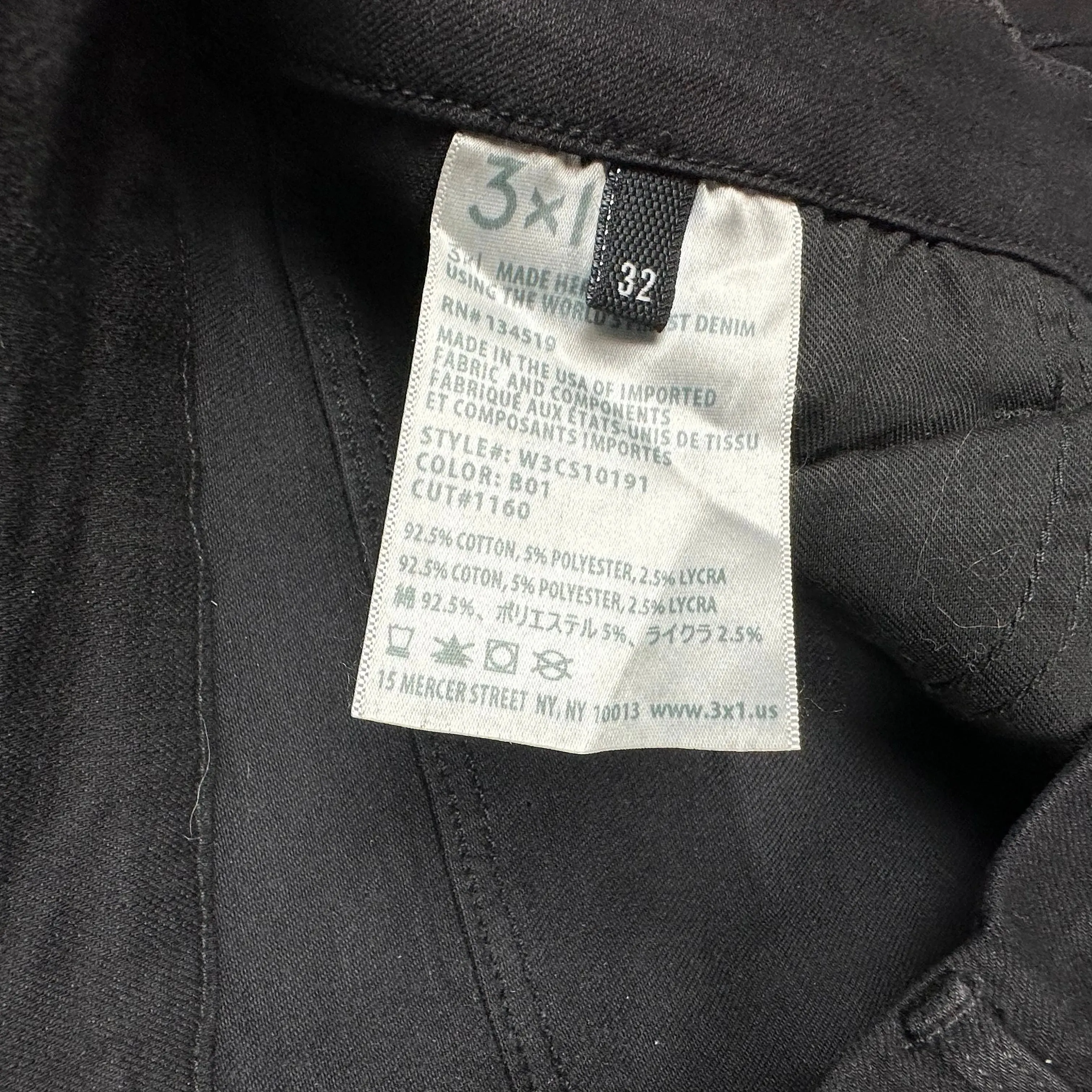 3x1 - Stunning USA Made Black High Rise Skinny Jeans - Size 32